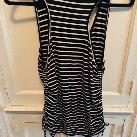 Women’s sz M Black and white striped tank top with side ties - Picture 2 of 3
